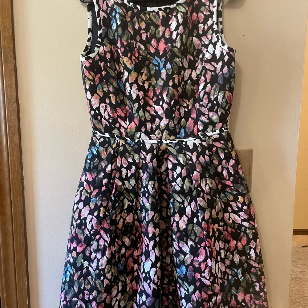 Tahari ASL Black and Pink Floral Dress